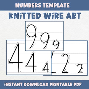Knitted Wire Art Template, 0-9 Numbers for Knitting Rope Tricotin I-Cord, Instant Download PDF Bundle