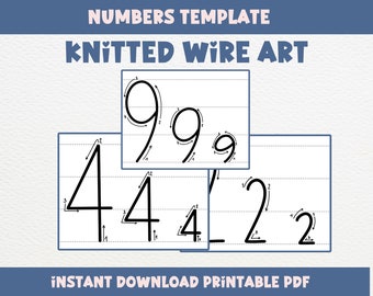 Knitted Wire Art Numbers Template: I-Cord Knitting Guide (PDF Bundle)
