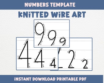 Knitted Wire Art Template, 0-9 Numbers for Knitting Rope Tricotin I-Cord, Instant Download PDF Bundle