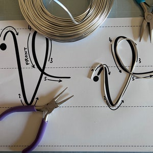 Knitted Wire Art Letter Template Calligraphy Guide Uppercase