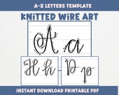 Knitted Wire Art Letter Template, Calligraphy Guide, Uppercase & Lowercase Alphabet Tutorial, Instant Download PDF