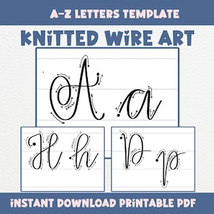 Plantilla de letras tejidas con alambre, guía de caligrafía, tutorial de alfabeto en mayúsculas y minúsculas, descarga instantánea en PDF