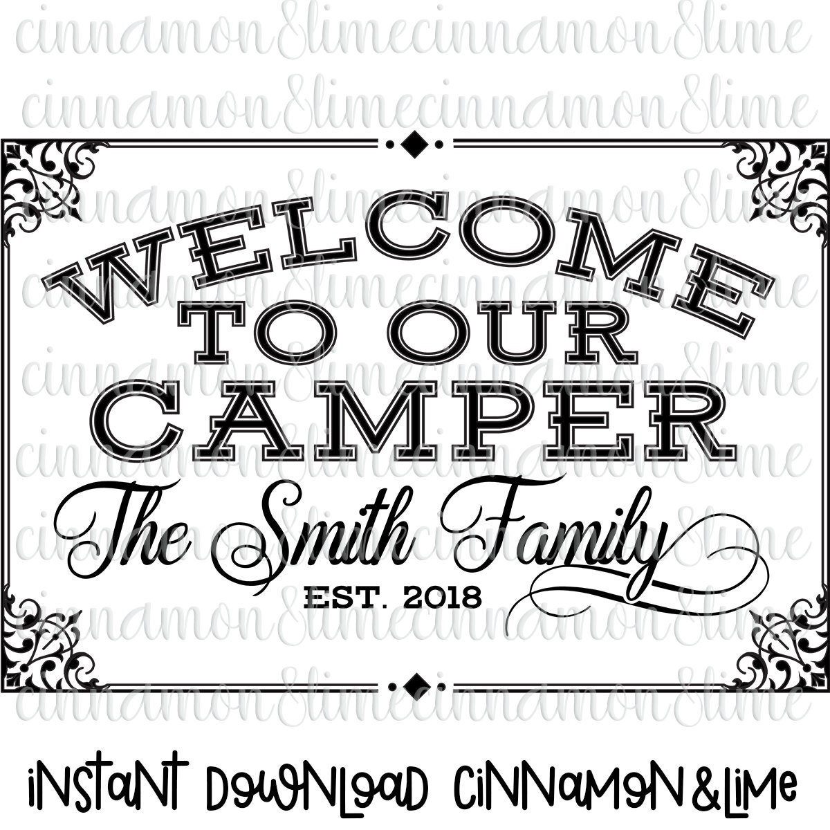 Download Personalized Welcome to Our Camper Vintage Family Sign | Etsy
