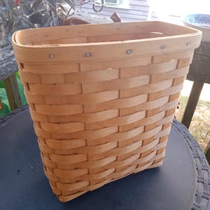 Vintage 1996 Longaberger Blumenampel: Großer Signierter Lederhenkel