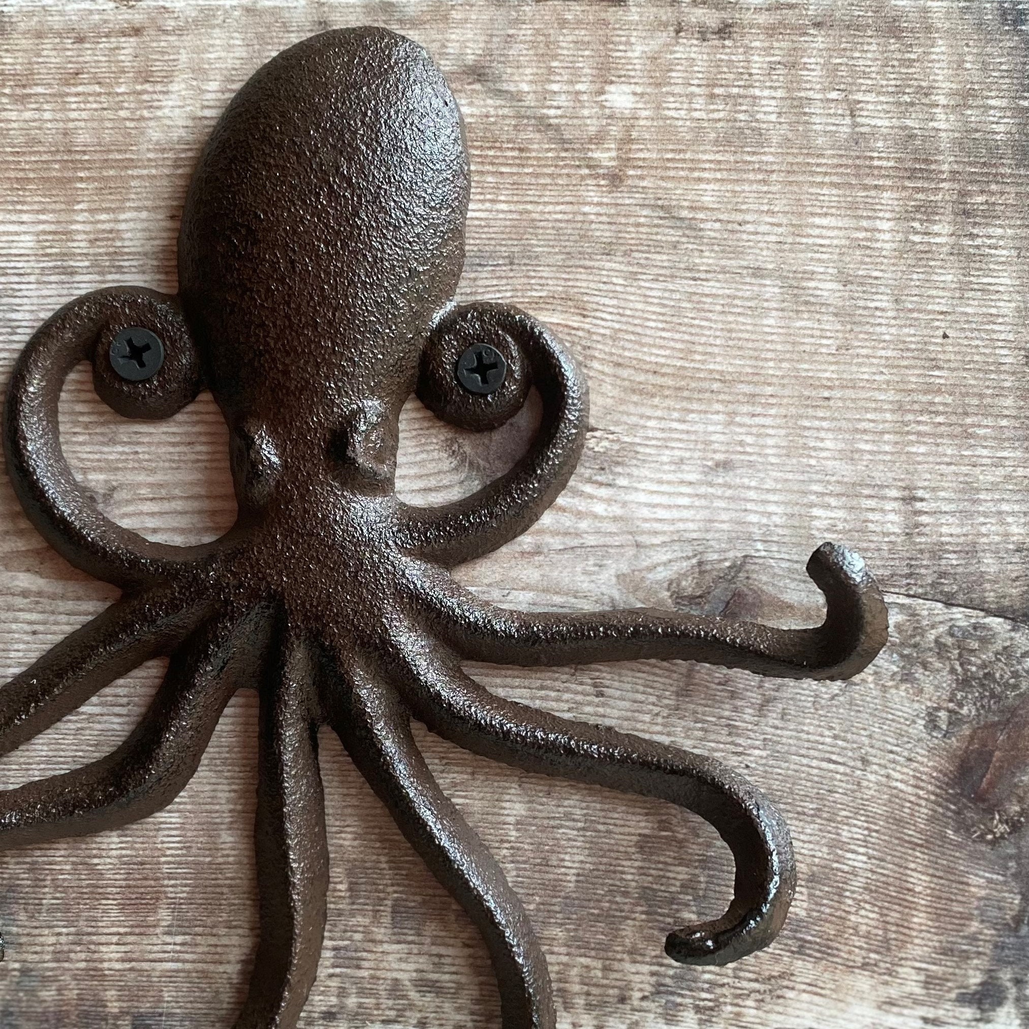 Cast Iron Octopus Wall Hook Rack for Keys, Coats, Dog Leads 