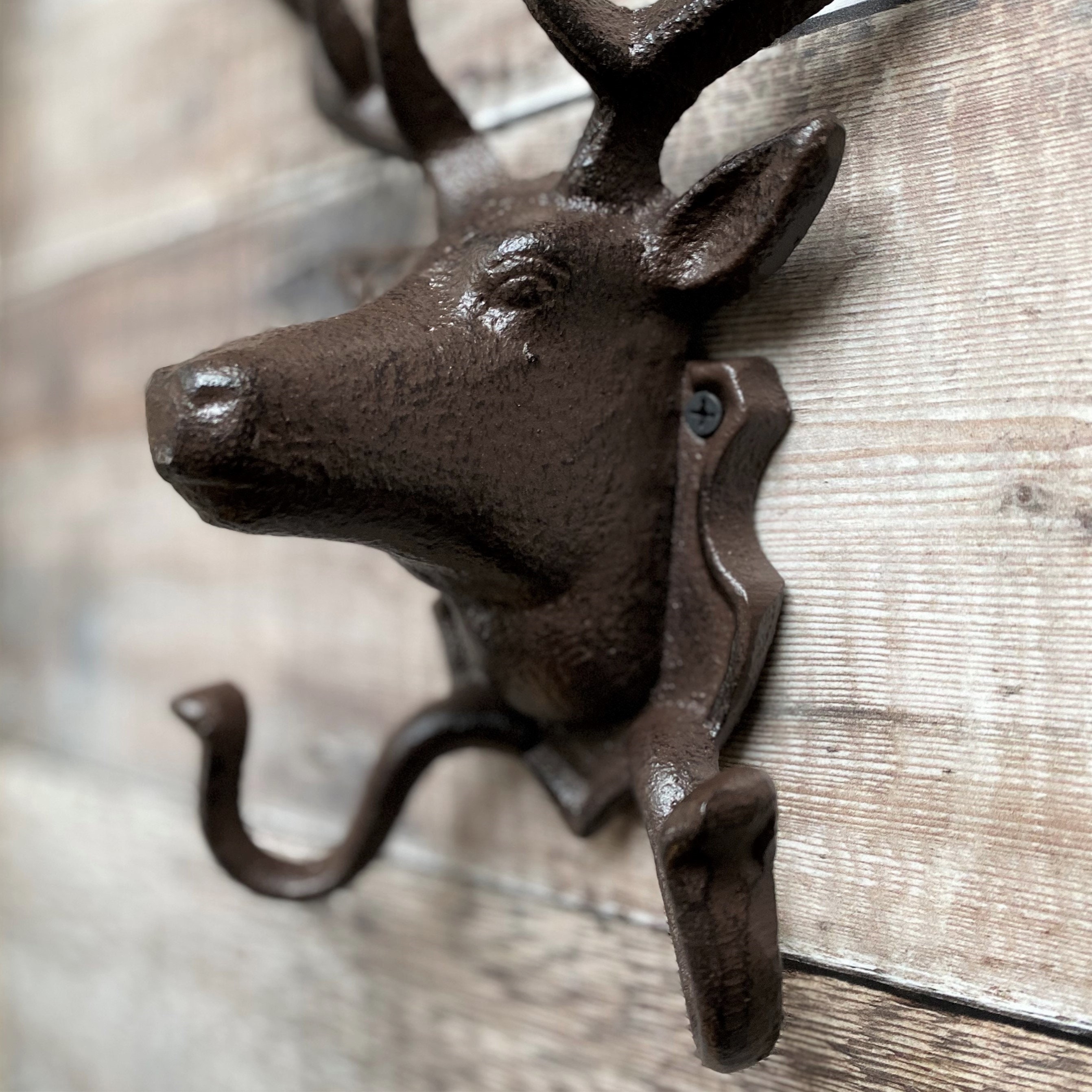 Cast Iron Stag Head Wall Coat Hook Rack Etsy UK
