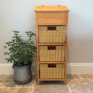 Wooden Vegetable and Potato Store with Wicker Style Baskets