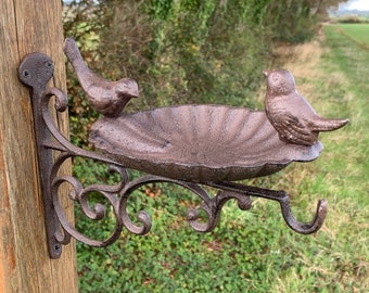 Venus Cast Iron Wall Mounted Bird Bath Feeder with Hanger