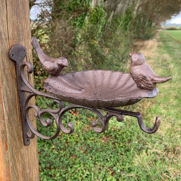 Venus Cast Iron Wall Mounted Bird Bath Feeder with Hanger