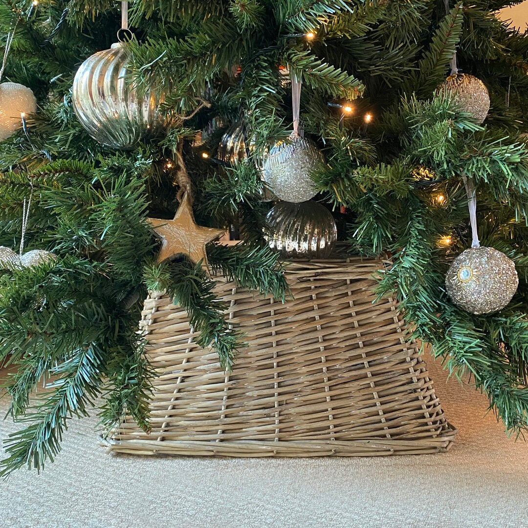 Grey Wicker Christmas Tree Skirt square 53cm Etsy UK