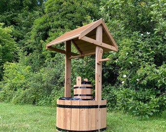 Large Wooden Wishing Well Garden Planters