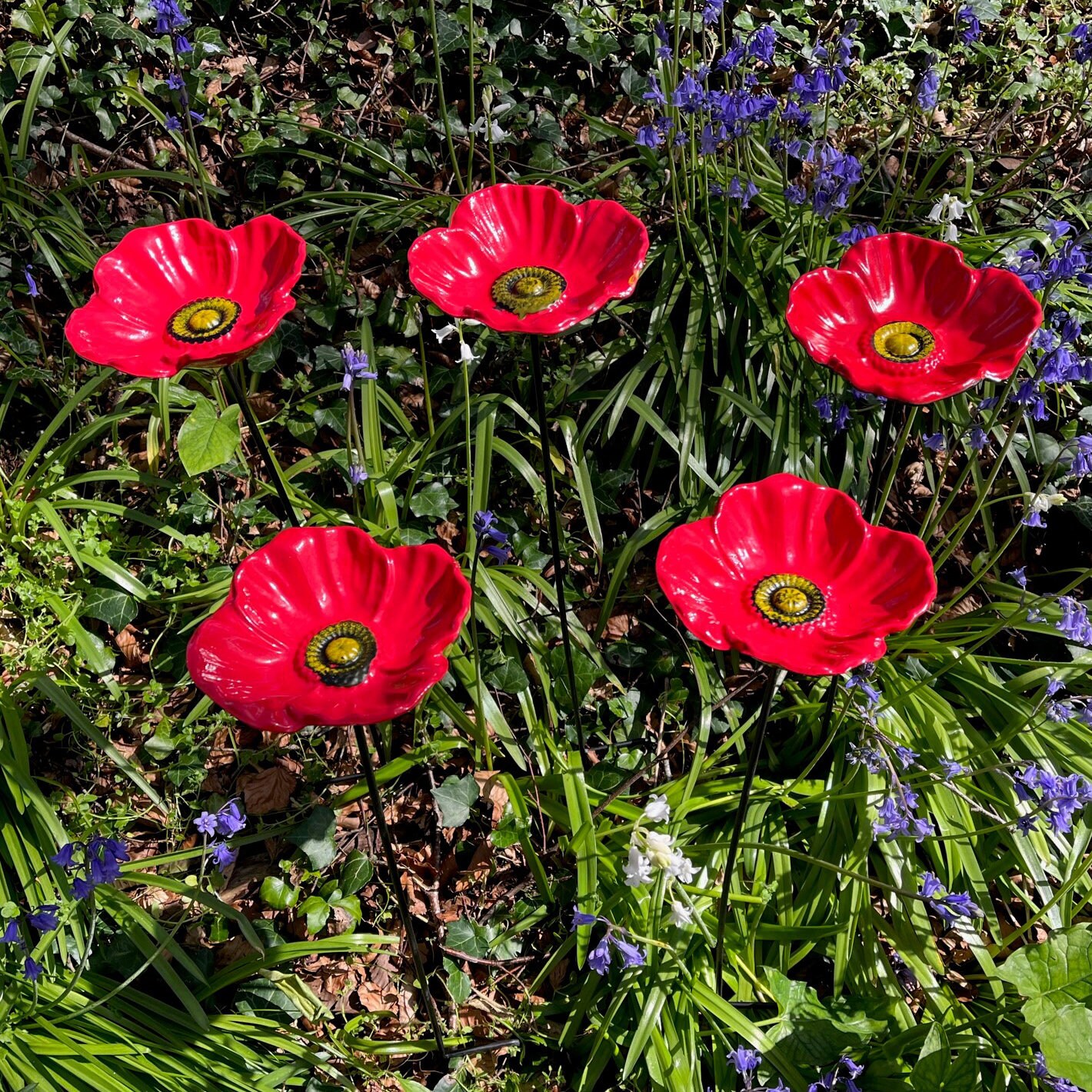Set of Five Cast Iron Poppy Shaped Bird Feeders Etsy UK