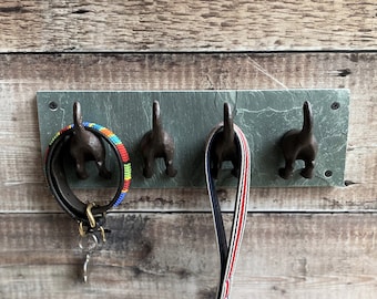 Cast Iron and Slate Dog Tail Wall Hooks