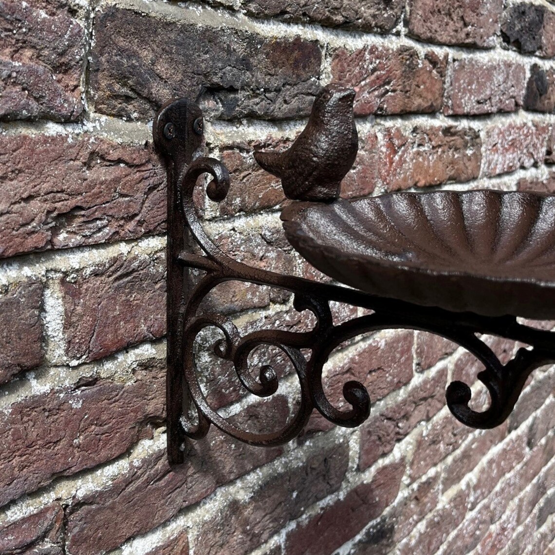 Venus Cast Iron Wall Mounted Bird Bath Feeder With Hanger Etsy