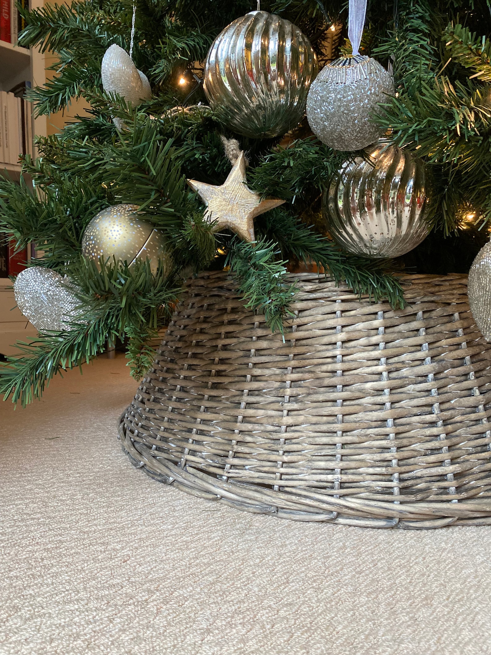 Large Grey Wicker Christmas Tree Skirt 70cm Etsy
