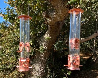 Copper Style Hanging Bird Seed Feeder with 4 Feeding Ports