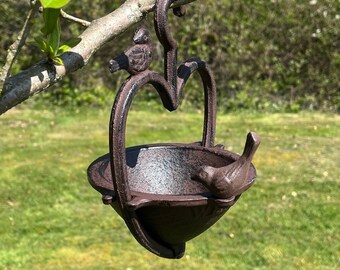 Vintage Style Hanging Bird Seed Feeder Cast Iron Heart Shape