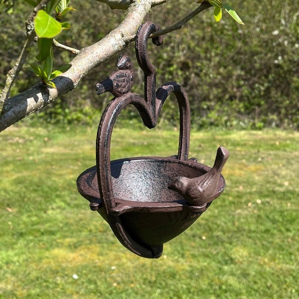 Vintage Style Hanging Bird Seed Feeder Cast Iron Heart Shape