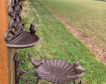 Conwy & Venus Cast Iron Wall Mounted Bird Feeder Bath (Set of 2)