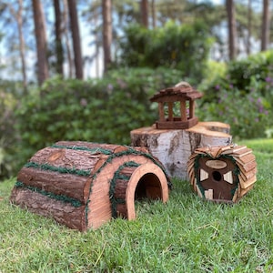 Wooden Hedgehog Hogitat with Bird House and Hanging Feeder