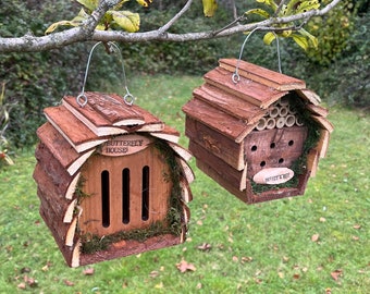 Wooden Hanging Butterfly and Insect & Bee House Gift Set