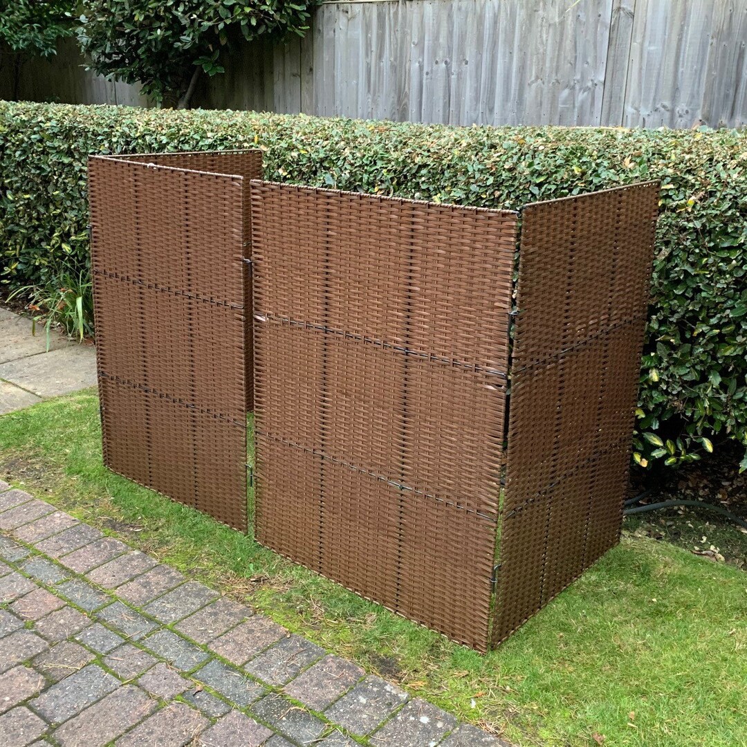Rattan Effect Wheelie Bin Screen triple Etsy