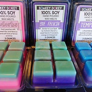Hand Poured Soy Blend Wax Melts-Pack of Three