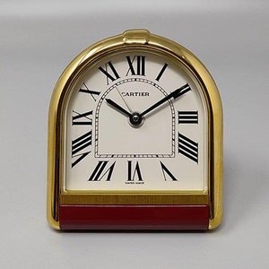 1980s Gorgeous Cartier Romane Alarm Clock Pendulette. Made in Switzerland