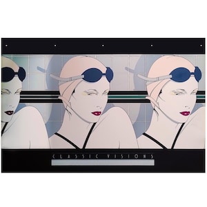 Litografía original y rara de Patrick Nagel "Nadadores" de los años 70.