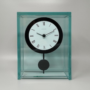 1970s Astonishing Pendulum Clock by Omodomo in Crystal. Made in Italy