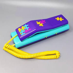 1980s Gorgeous Swatch Twin Phone &quot;Puzzle&quot; With Box. Memphis style