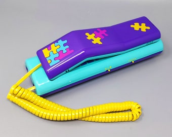 1980s Gorgeous Swatch Twin Phone "Puzzle" With Box. Memphis style