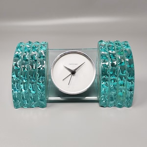 1970s Astonishing Table Clock by Omodomo in Crystal. Made in Italy
