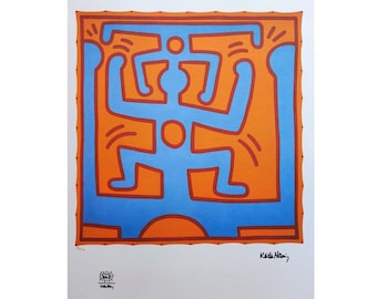 Wunderschöne Lithografie von Keith Haring in limitierter Auflage aus den 1990er Jahren