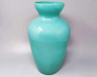 1970s Gorgeous Aquamarine Vase in Murano Glass by Ca dei Vetrai. Made in Italy