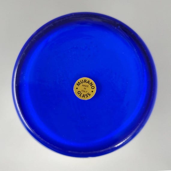 1960年代のムラーノガラス製の驚くべきブルーのジャケテッド花瓶