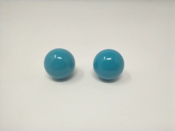 1980s Stunning Vintage Pair of Cyan Earrings - image 1