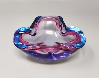 1960s Murano Sommerso Blue and Pink Ashtray or Catchall By Flavio Poli for Seguso