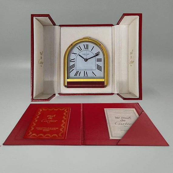 1980s Gorgeous Cartier Romane Alarm Clock Pendulette. Made in