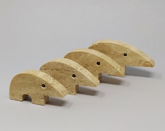 1970s Set of 4 Original Travertine Anteater Sculptures designed by Enzo Mari for F.lli Mannelli.