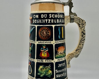 Vintage Bar 1956 American Bravo Co Germany Musterschutz Lidded Beer Stein