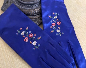 Vgt Satin Embroidery kid Gloves Made in  France for  Prances Hirsch