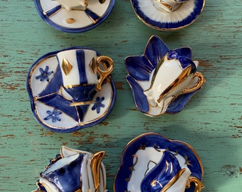 Vtg Duca di Bavaria Miniture set of 6 Cups & Saucers