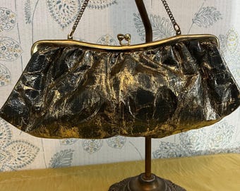 Vtg Gold Metallic Evening Purse