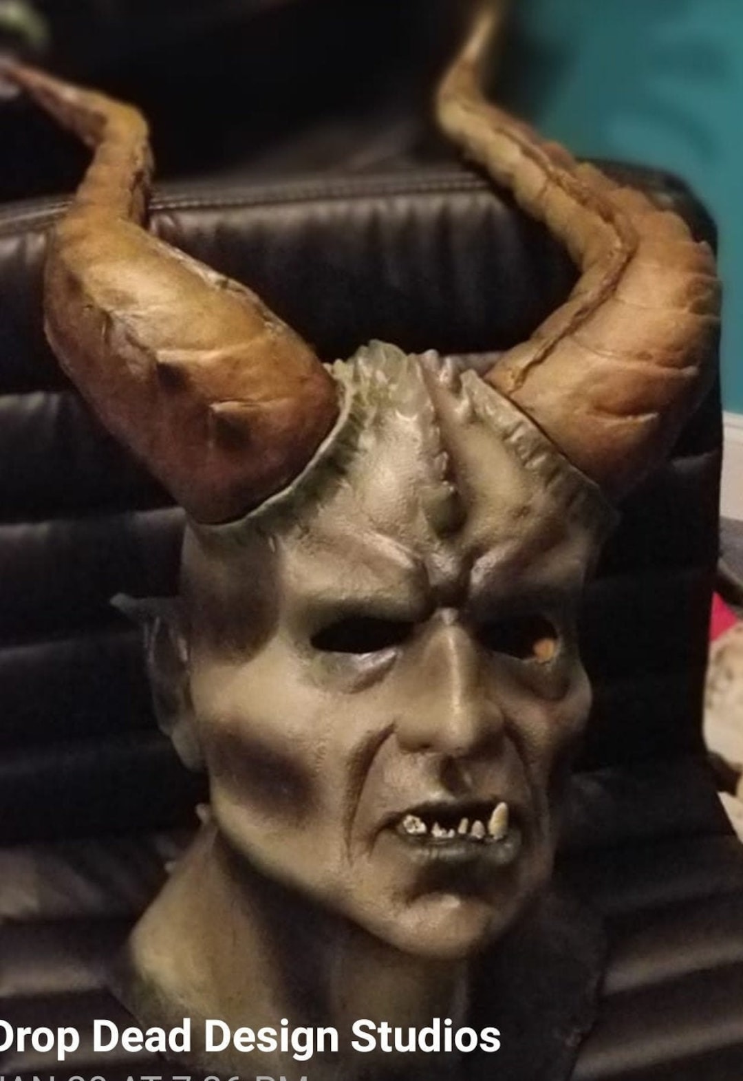 Full Latex Gargoyle Mask W/horns Without Hair Etsy