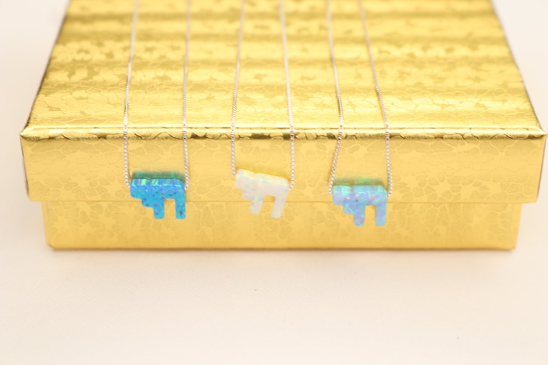 Judaica Jewelry white and dark Blue Sterling Silver or gold filled Necklace Chai Opal Light Blue Gift for Her