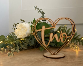 Personalised Table Number Name Signs Wedding Table Decoration Wedding Decorations Wedding Decor | Mirror Acrylic Wood Oak - Heart Lattice