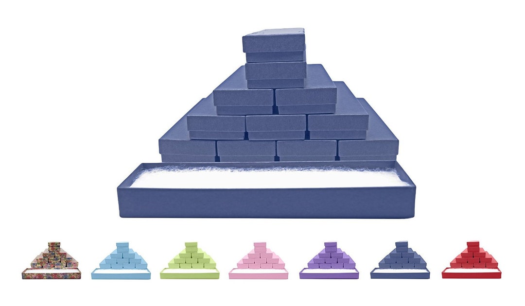 Novel Box™ Made IN USA Jewelry Gift Box in Blue Kraft With Removable