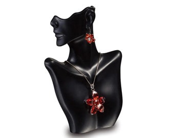 Novel Box Plastic Figurine Jewelry Earring Necklace Pendant Display Bust Black 7''W x 9''H