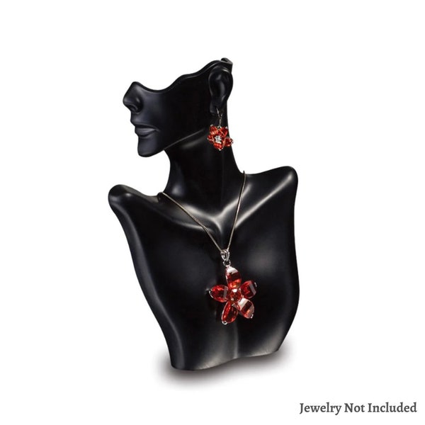 Novel Box Plastic Figurine Jewelry Earring Necklace Pendant Display Bust Black 7''W x 9''H